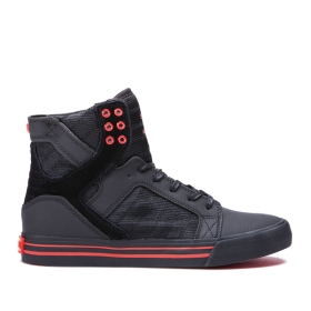 Supra SKYTOP Høye Sneakers Dame Svart/Svart/Rød | NO-46228